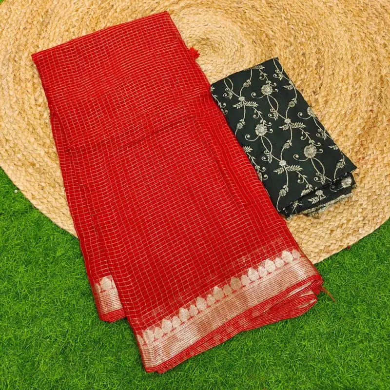 Viscose  CHINON CHECKS Sarees -SSCHK1