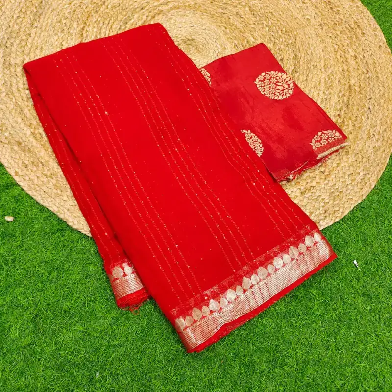 Viscose  CHINON Sarees -SSVCC11(RED)