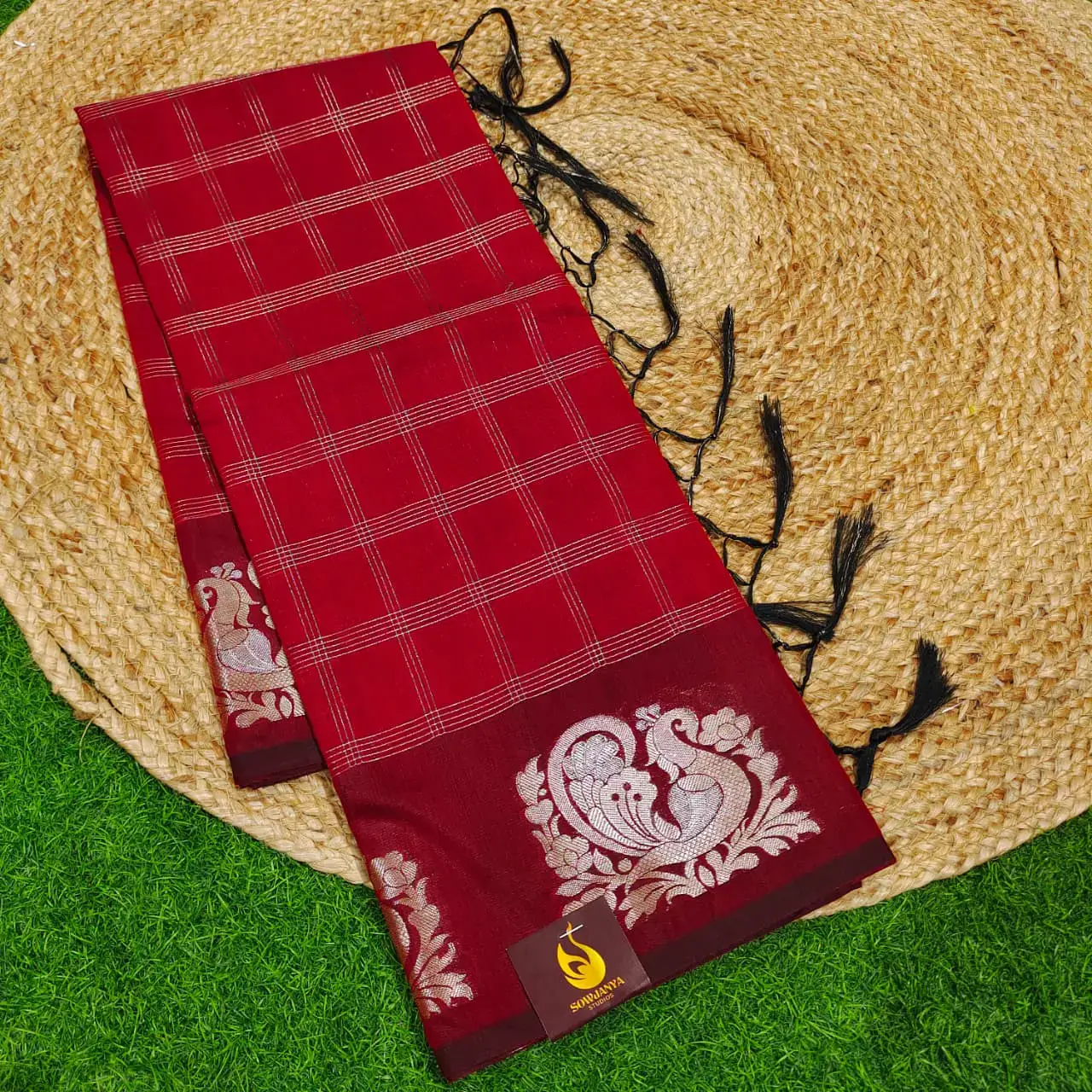 Mangalagiri Style Checks Sarees-SSBPE5
