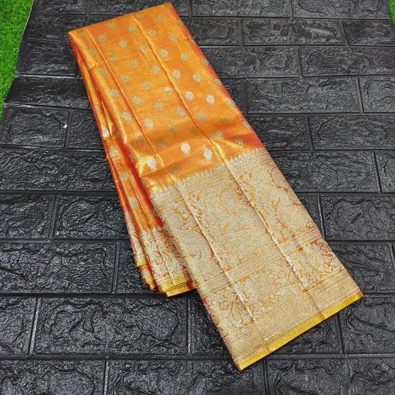 Premium Kanjeevaram Tissue Sarees-SSGKT02(orange)