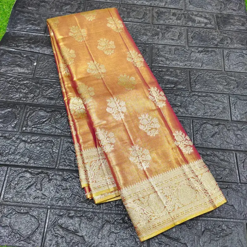Premium Kanjeevaram Tissue Sarees-SSGKT15(honey shade)