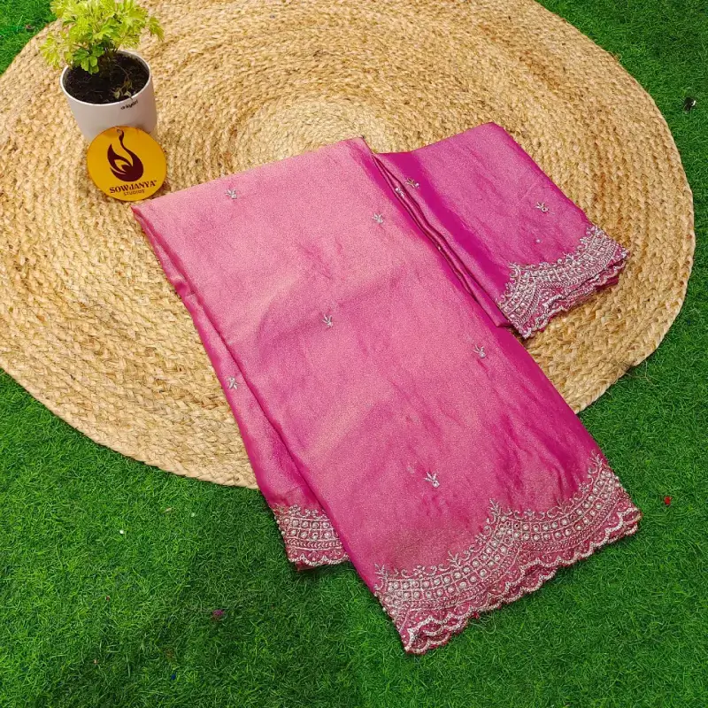 Premium Space Silk Saree With Cut Work Border - SSSPS2