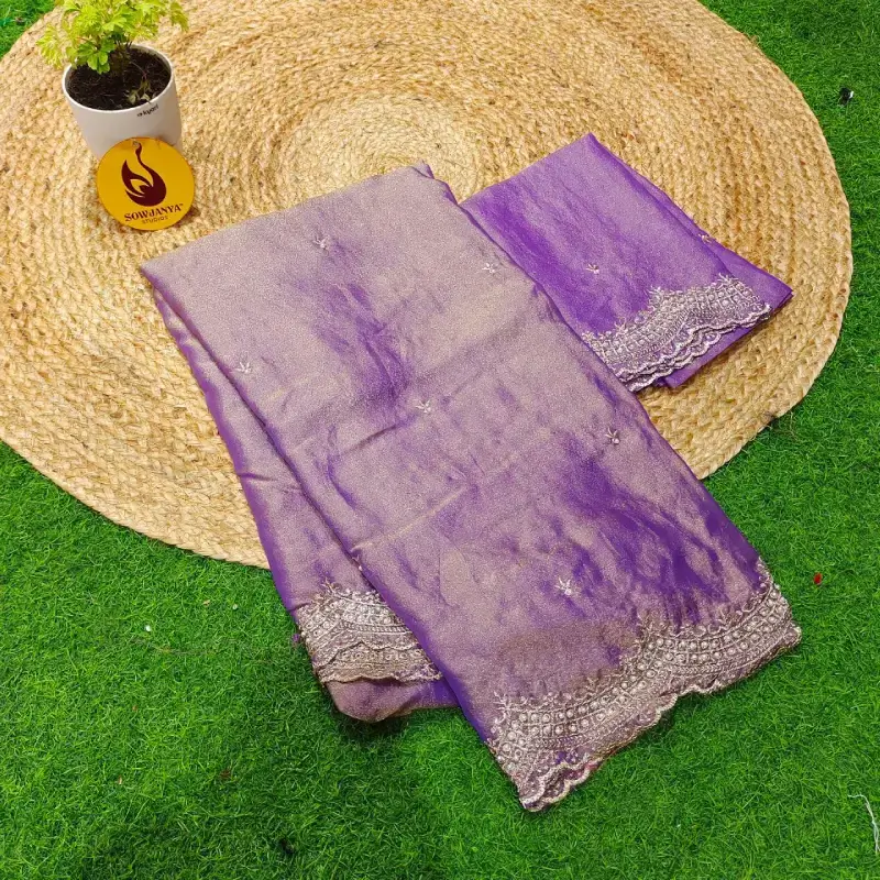 Premium Space Silk Saree With Cut Work Border - SSSPS3
