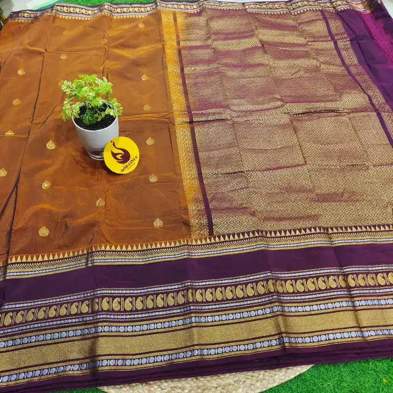 VINTAGE Seiko Gadwal Sarees (Dark Purple Border) -FIRE10
