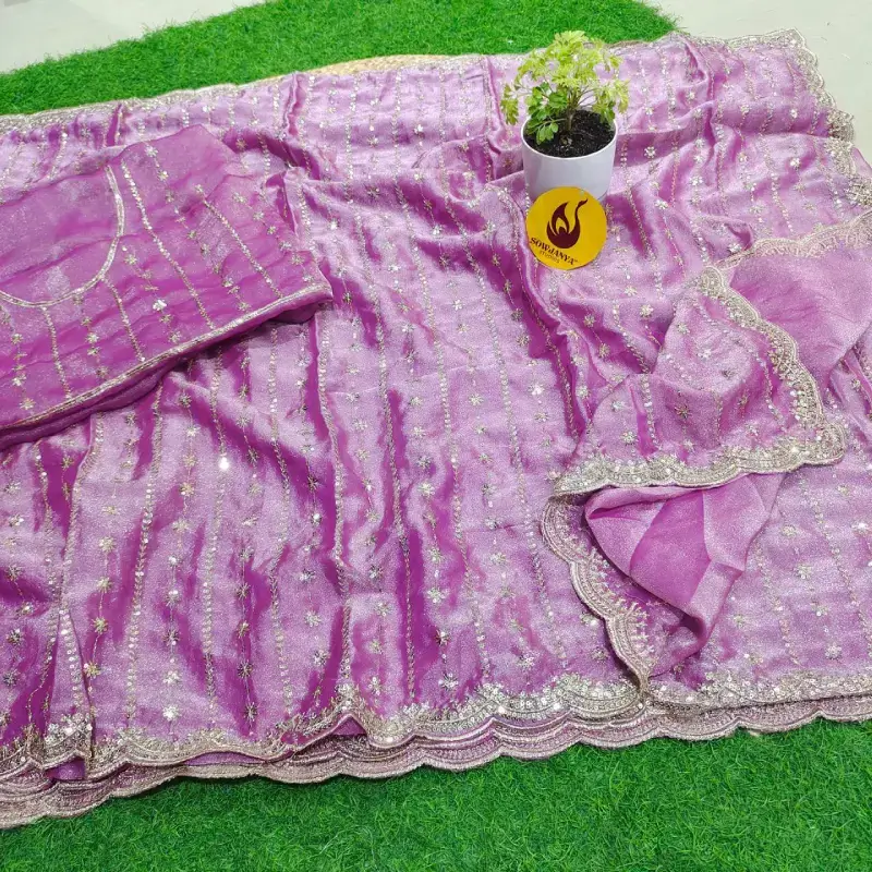 Sequence work Space Silk Sarees -SSBEAD3