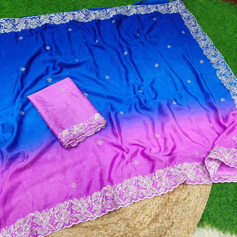 Chinon Cut Work Sarees - SSCNN2