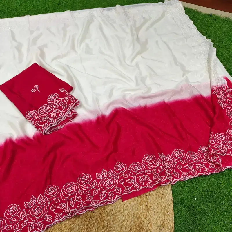 Chinon Cut Work Sarees -SSCWS1