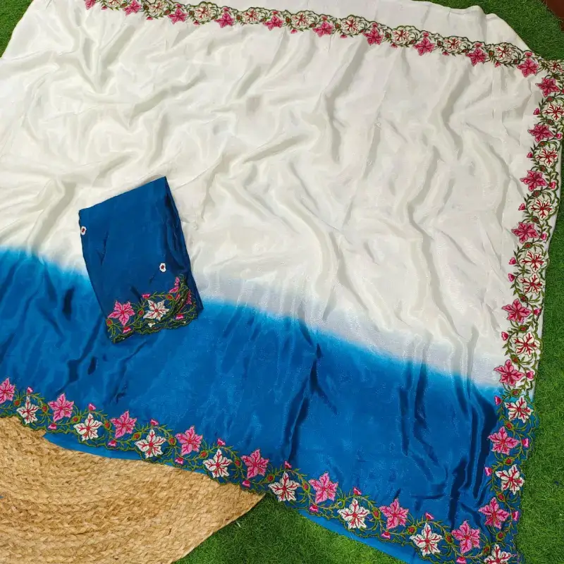Chinon Cut Work Sarees -SSCWS3