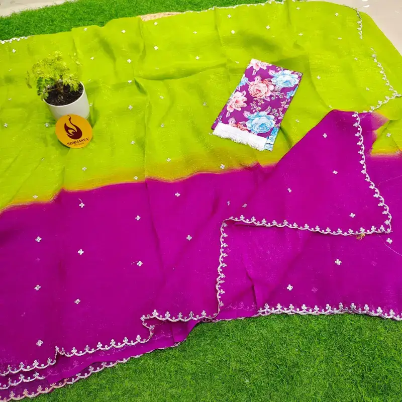 Premium Crunchy Fabric Saree With Cut Work - YEAR29