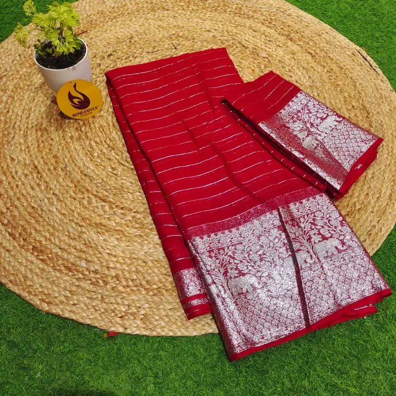 Pure Viscose Georgette Sarees-SSVIC1(red)
