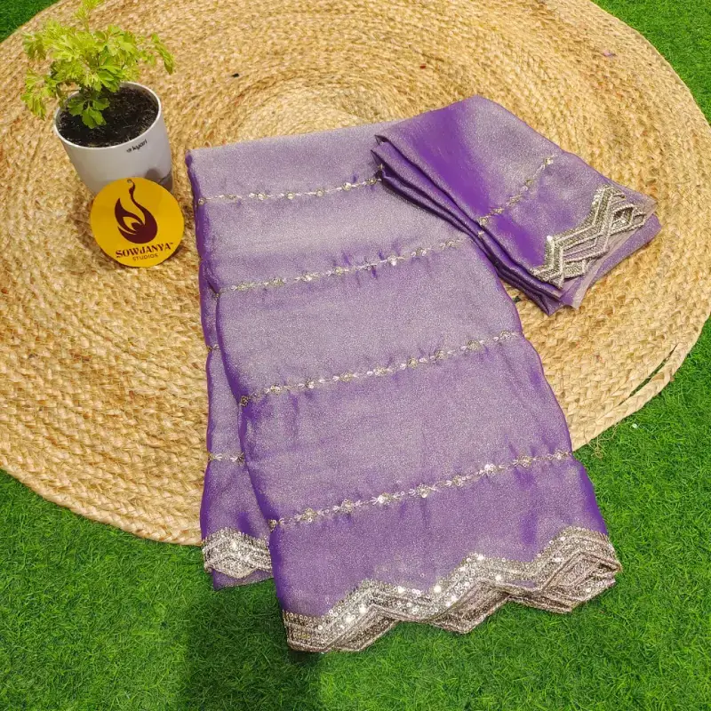 Premium Space Silk Sequence Work Sarees -SSSWS2