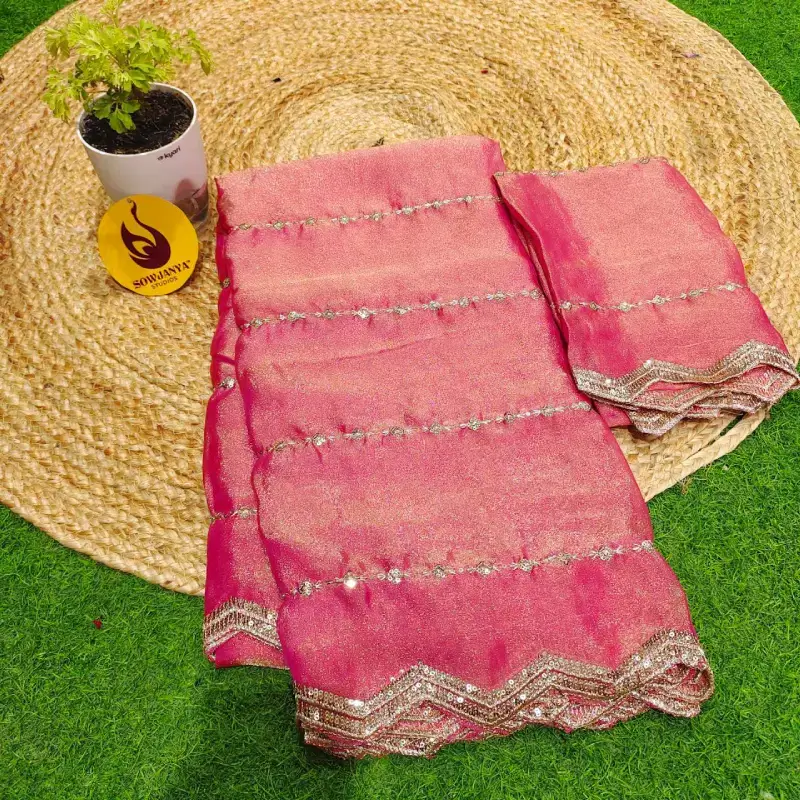 Premium Space Silk Sequence Work Sarees -SSSWS6