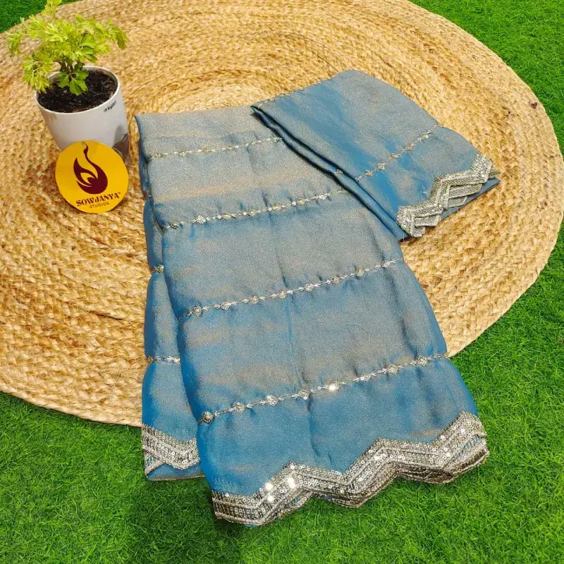 Premium Space Silk Sequence Work Sarees -SSSWS7