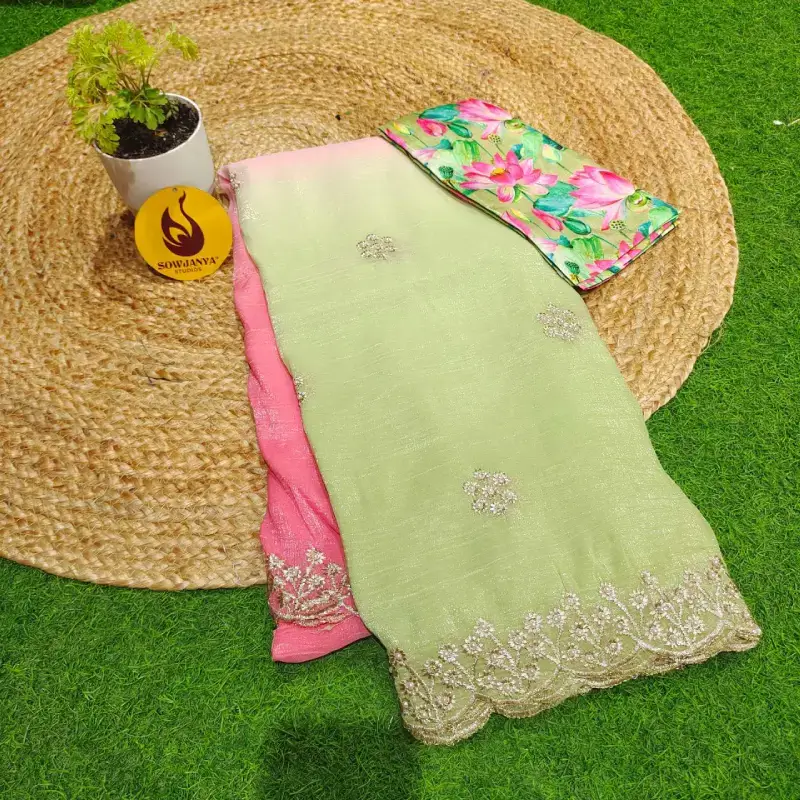 Crunchy Silk with Moti  Work Sarees - MOTI1