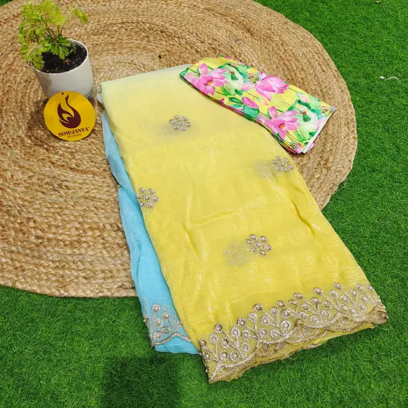 Crunchy Silk with Moti  Work Sarees - MOTI2