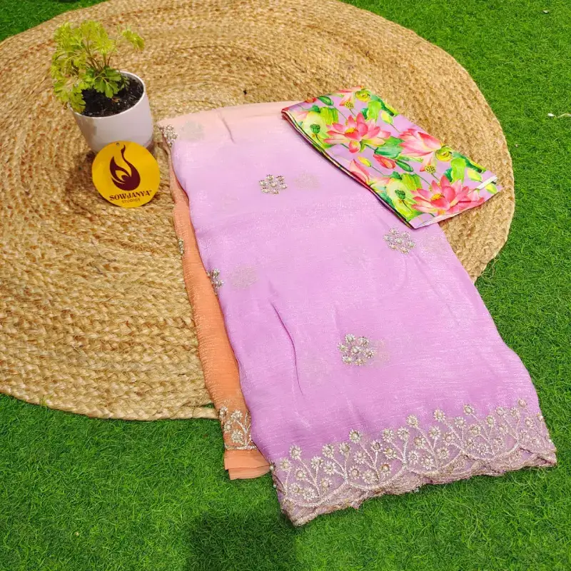 Crunchy Silk with Moti  Work Sarees - MOTI4