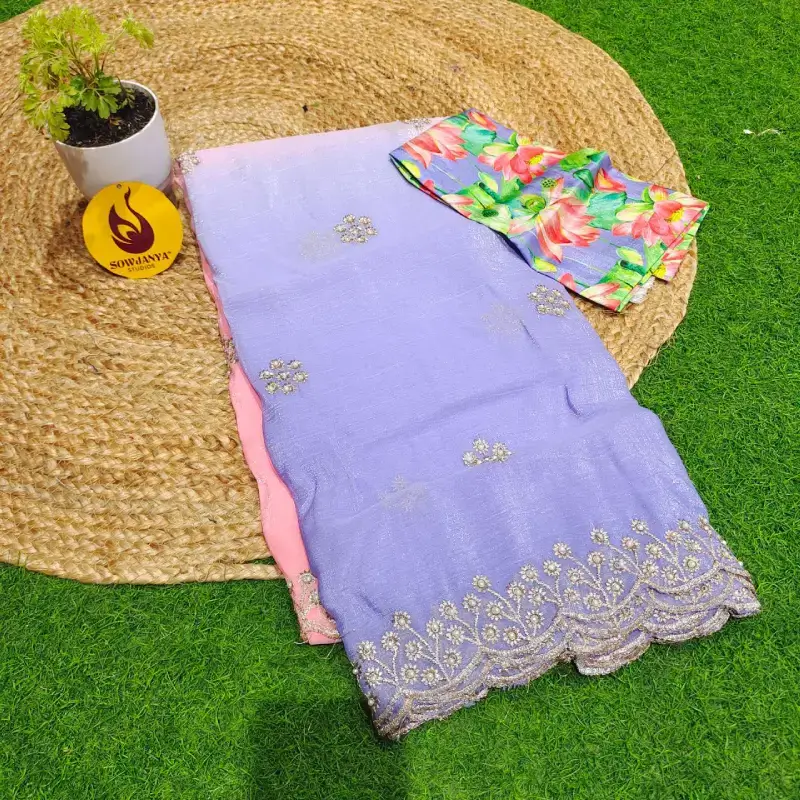 Crunchy Silk with Moti  Work Sarees - MOTI5