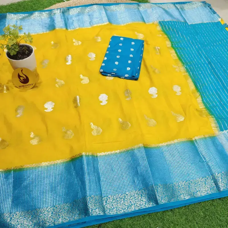 Premium Viscose Georgette Sarees With Dual Colour - COLOUR1