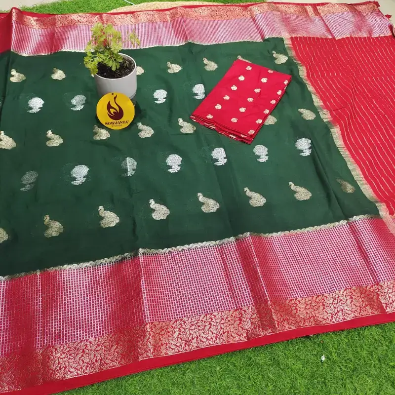 Premium Viscose Georgette Sarees With Dual Colour - COLOUR2