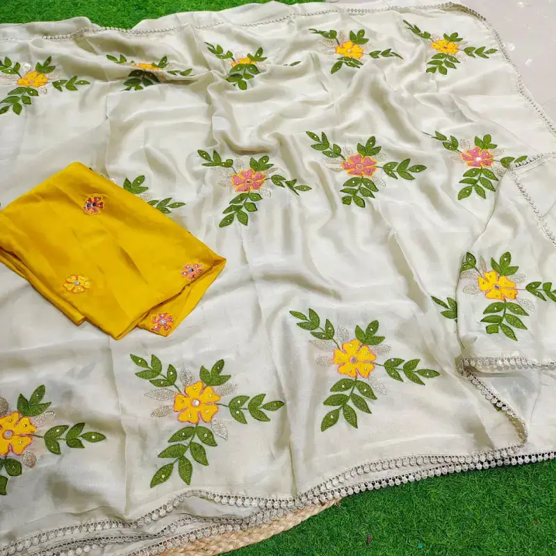 Designer Embroidery Saree with Lace Border - SSFLW1