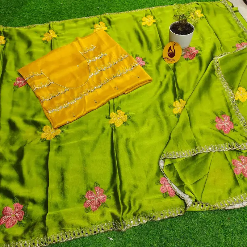 Designer Embroidery Saree With Mirror Real Work - MIRROR4
