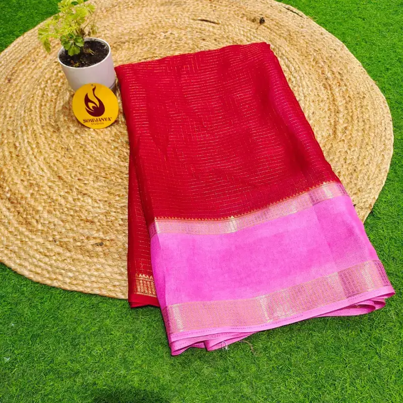 Designer Soft Georgette Chex Sarees- SSPGB1