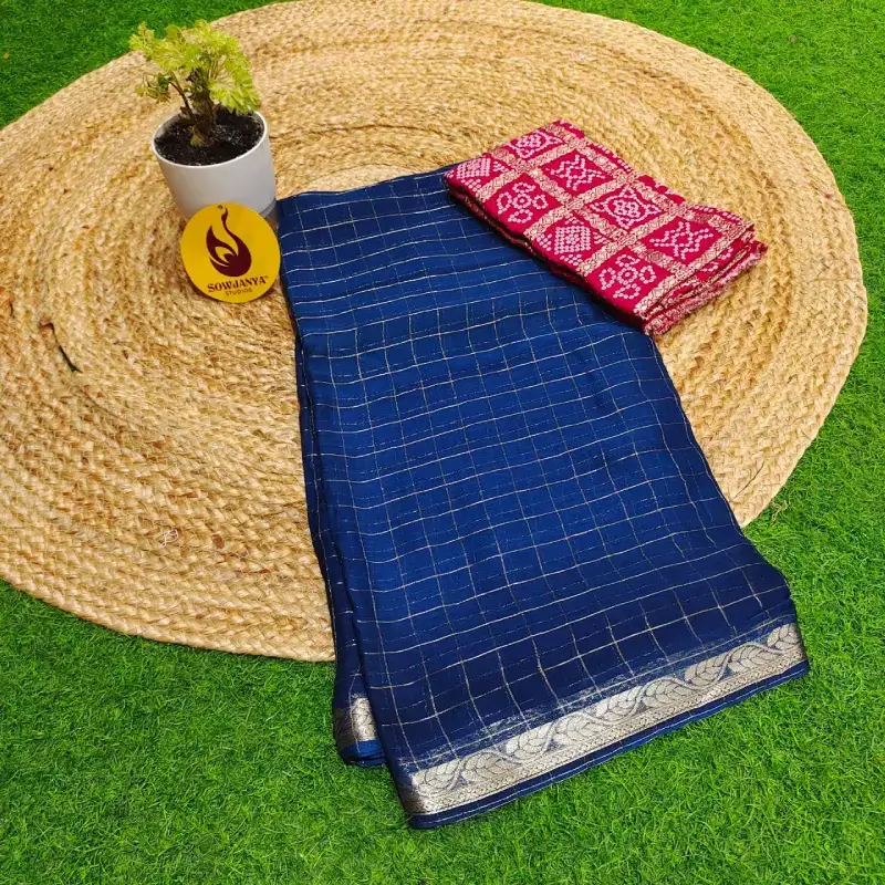 Designer Viscose Georgette Chex Sarees- SSVHX5