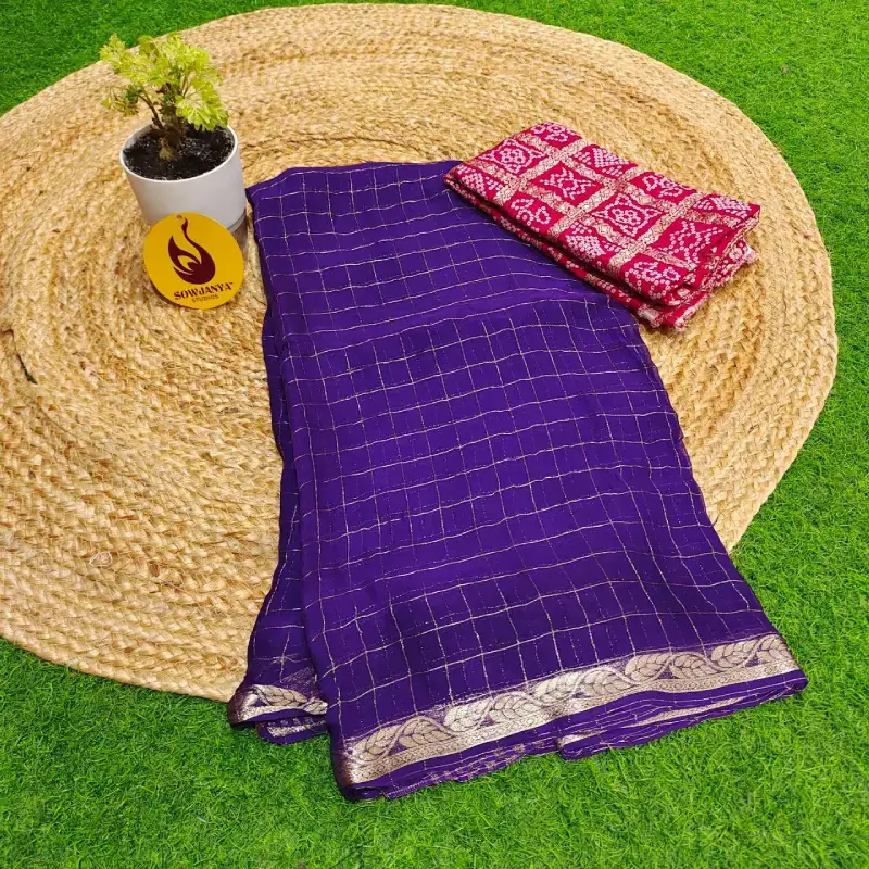 Designer Viscose Georgette Chex Sarees- SSVHX6