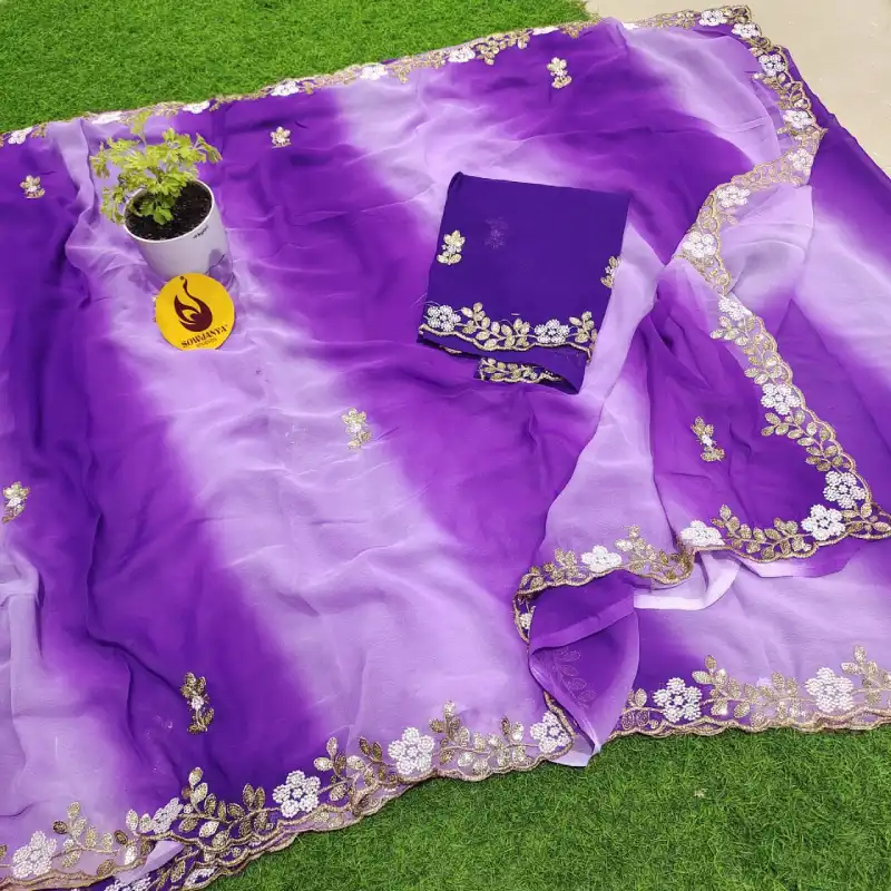 Georgette Shibori Cut Work Saree - YEAR4