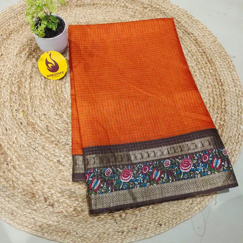 Designer fancy Chex Sarees - SSCTS2