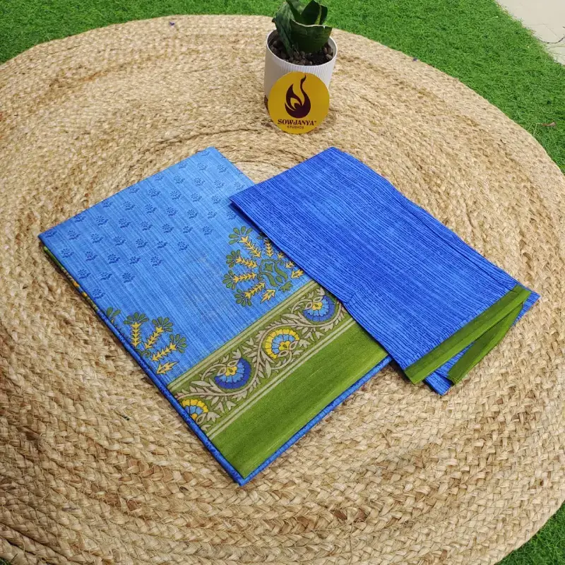 Pure Cotton Sarees With Blouse - HEAT4