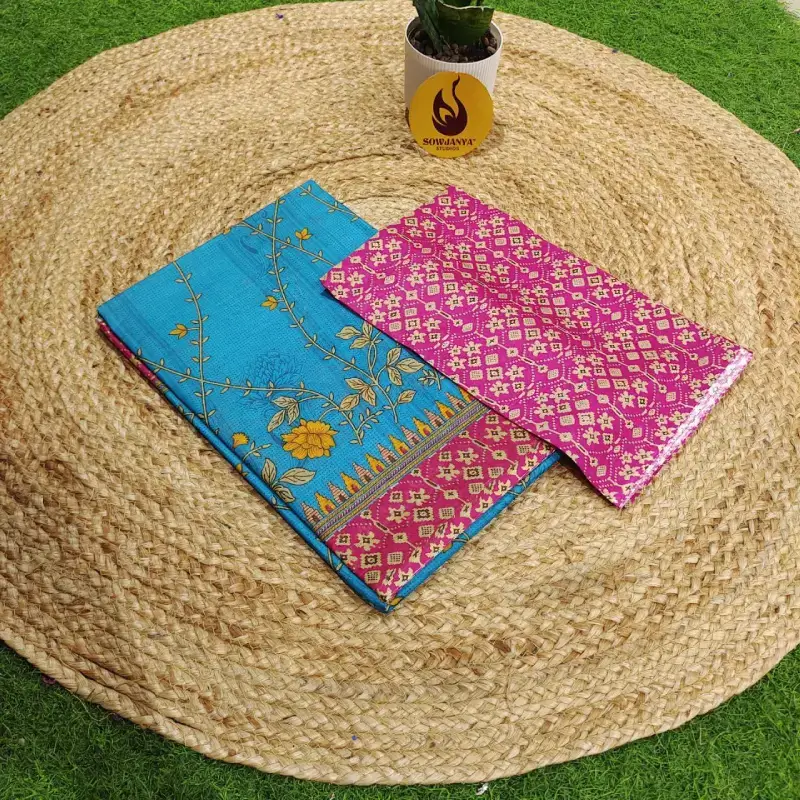 Pure Cotton Sarees With Blouse - HEAT5