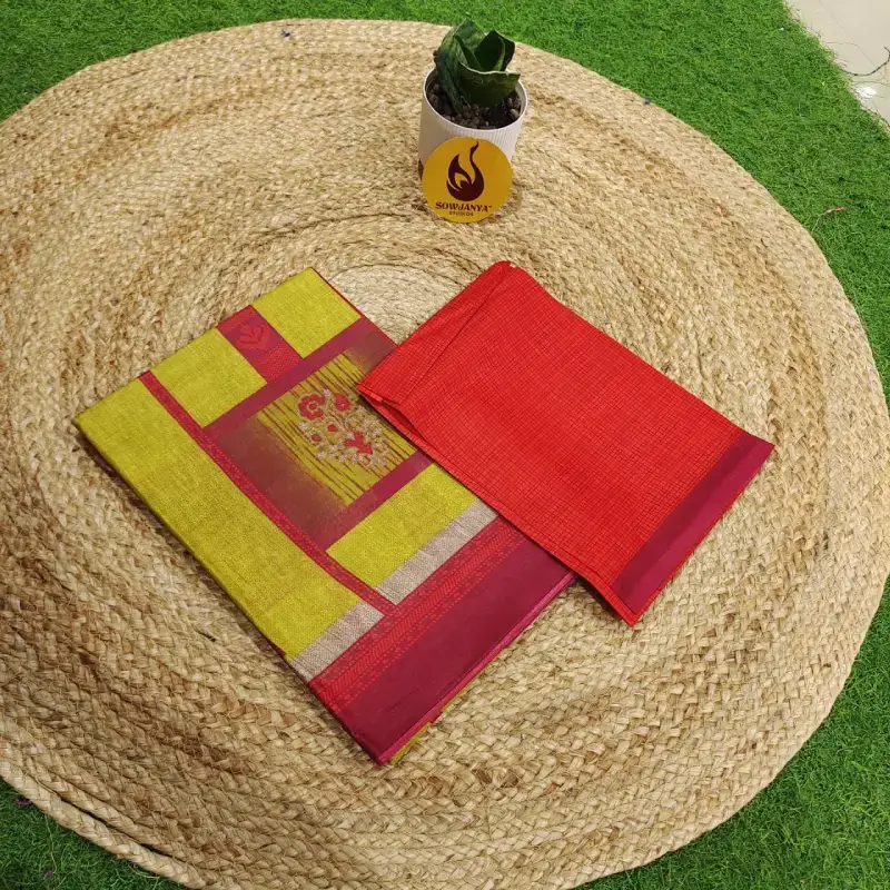 Pure Cotton Sarees With Blouse - HEAT8