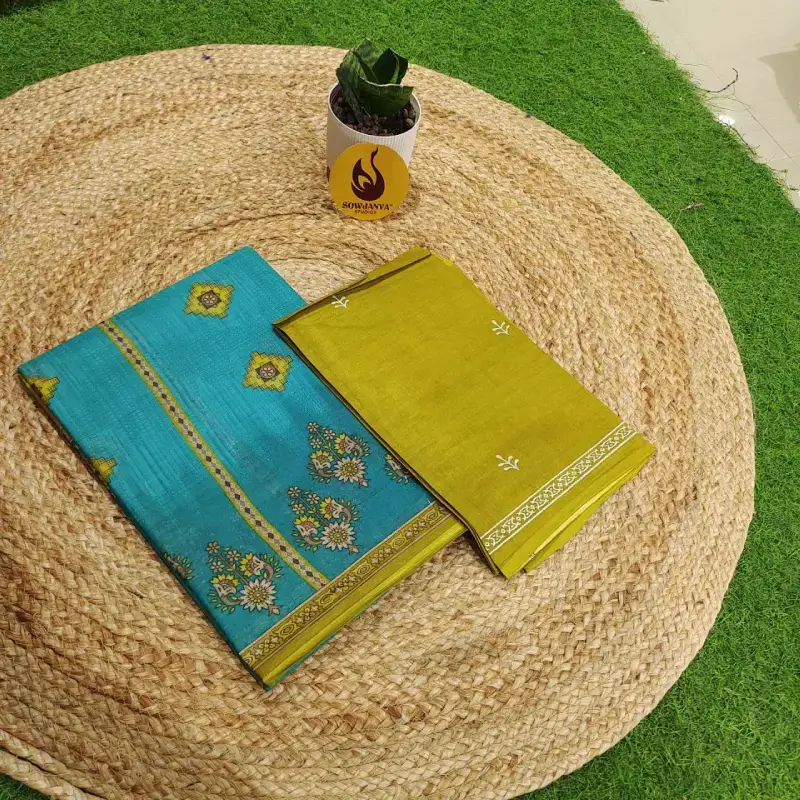 Pure Cotton Sarees With Blouse - HEAT9