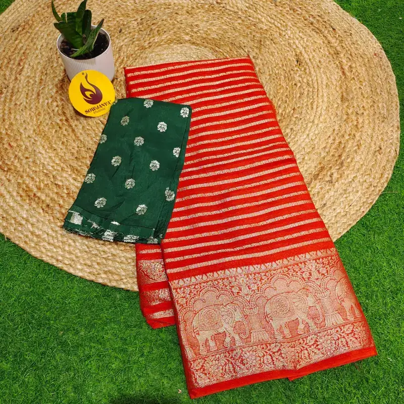 Premium Viscose Crape Georgette Saree with Kanchi Border - BEST26