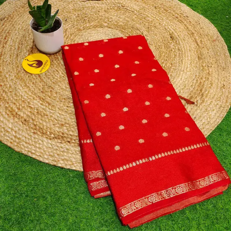 Pure Viscose Saree With Crape Satin Border - BEST32(rust orange)