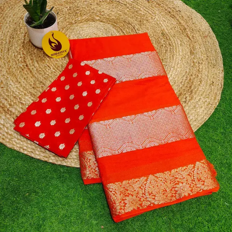 Pure Viscose Crape Georgette Saree With Zari Lines - BEST40