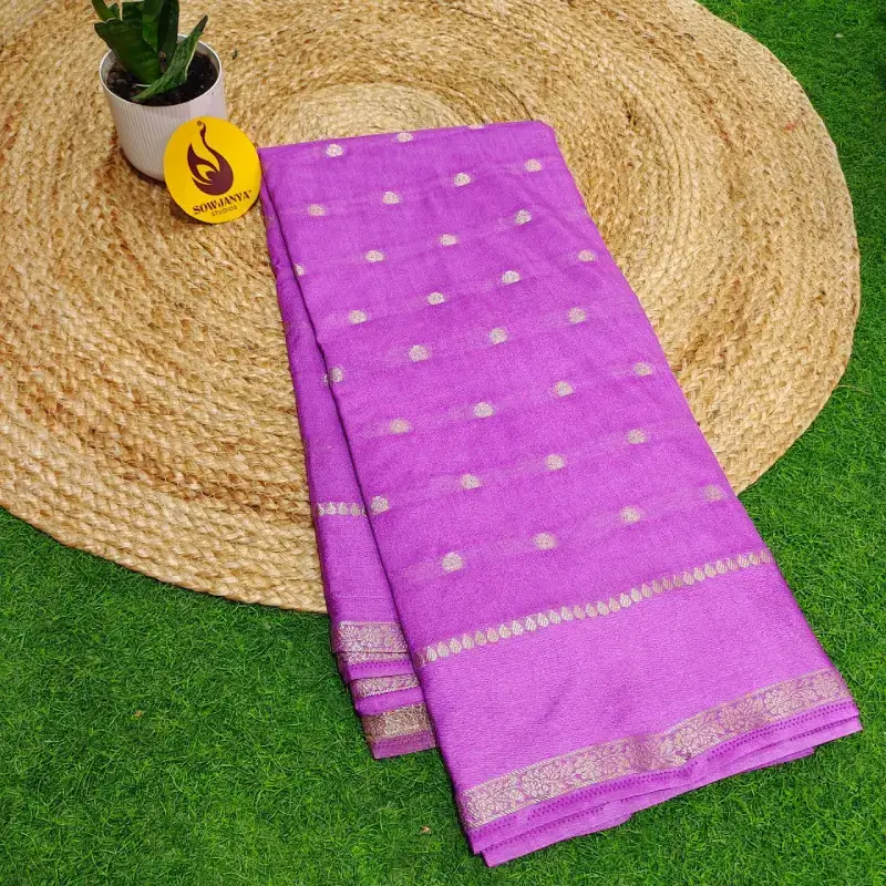 Pure Viscose Saree With Crape Satin Border - BEST29